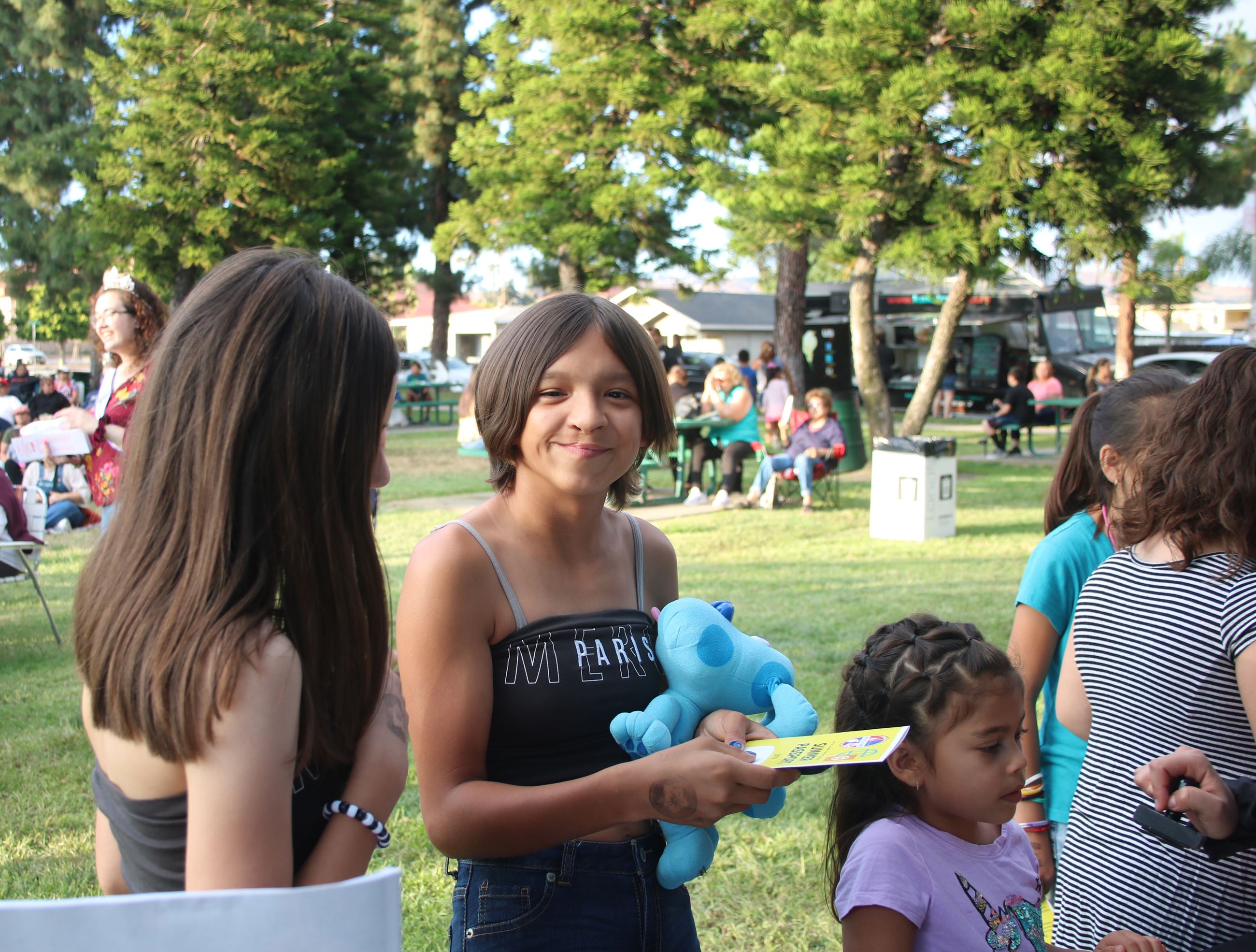 Girl getting her passport stamped