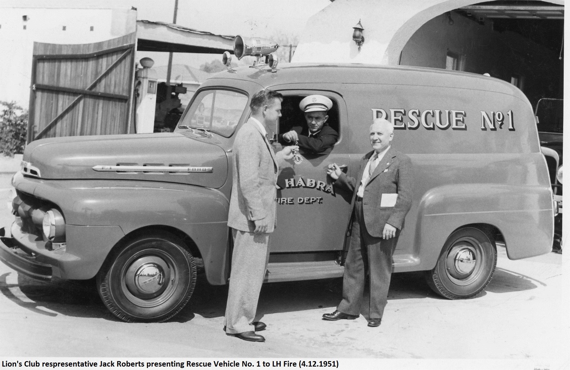 Lions donating fire truck 1951