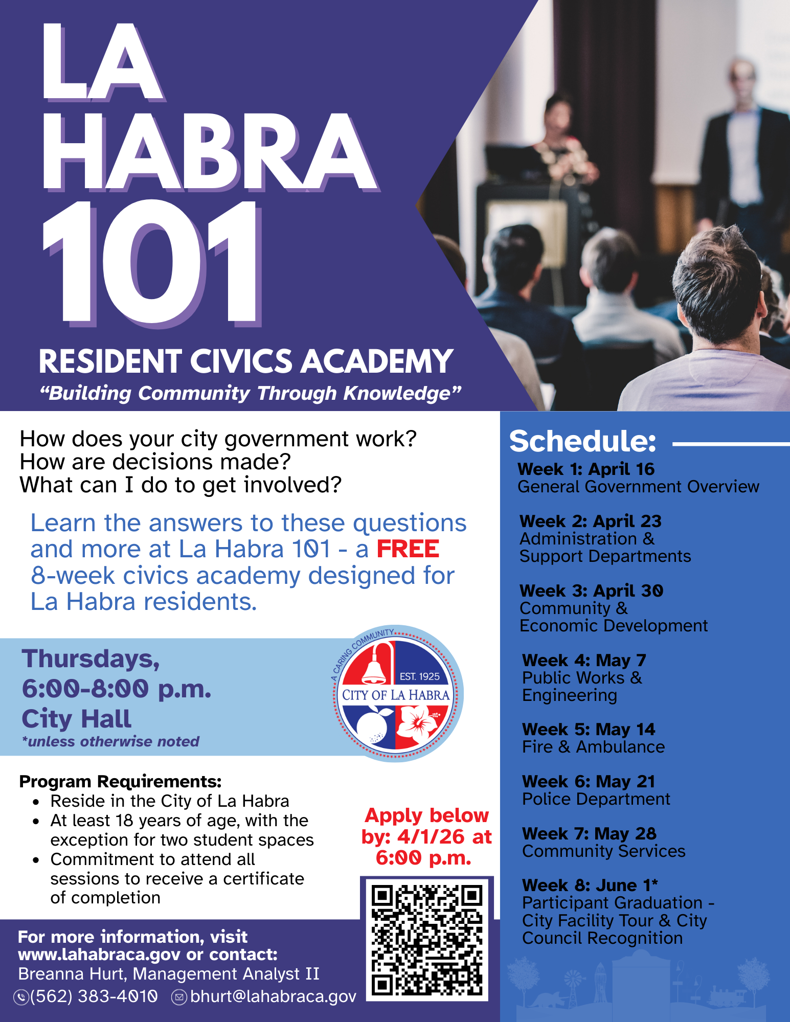 La Habra 101 resident civics academy Flyer